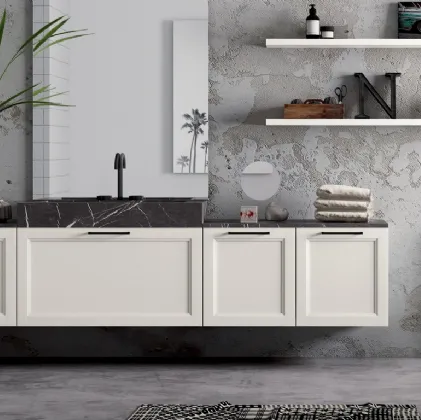 Mobile da Bagno sospeso Frame 1 in laccato opaco con top in marmo di Nova Cucina