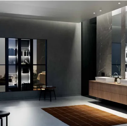 Mobile da Bagno sospeso MK1 01 in Noce Canaletto di Nova Cucina