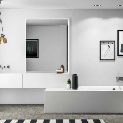 Mobile da Bagno sospeso Smart 01 in laccato bianco di Nova Cucina