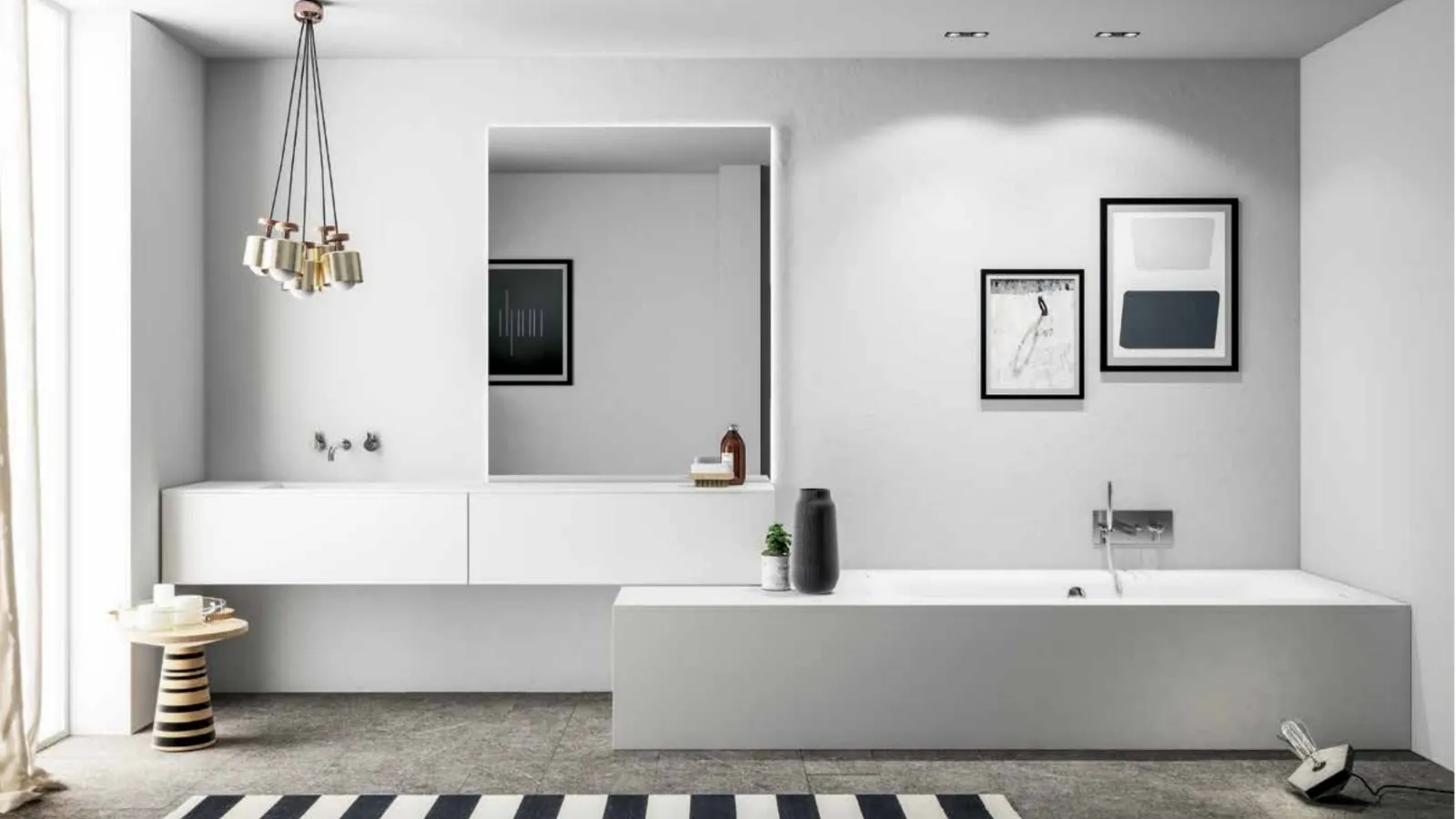 Mobile da Bagno sospeso Smart 01 in laccato bianco di Nova Cucina