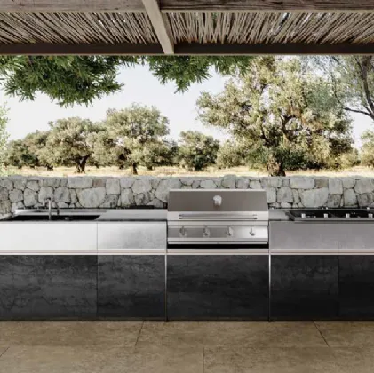 Cucina Design con isola in gres e acciaio inox Alberobello 1|4 di Zampieri Cucine