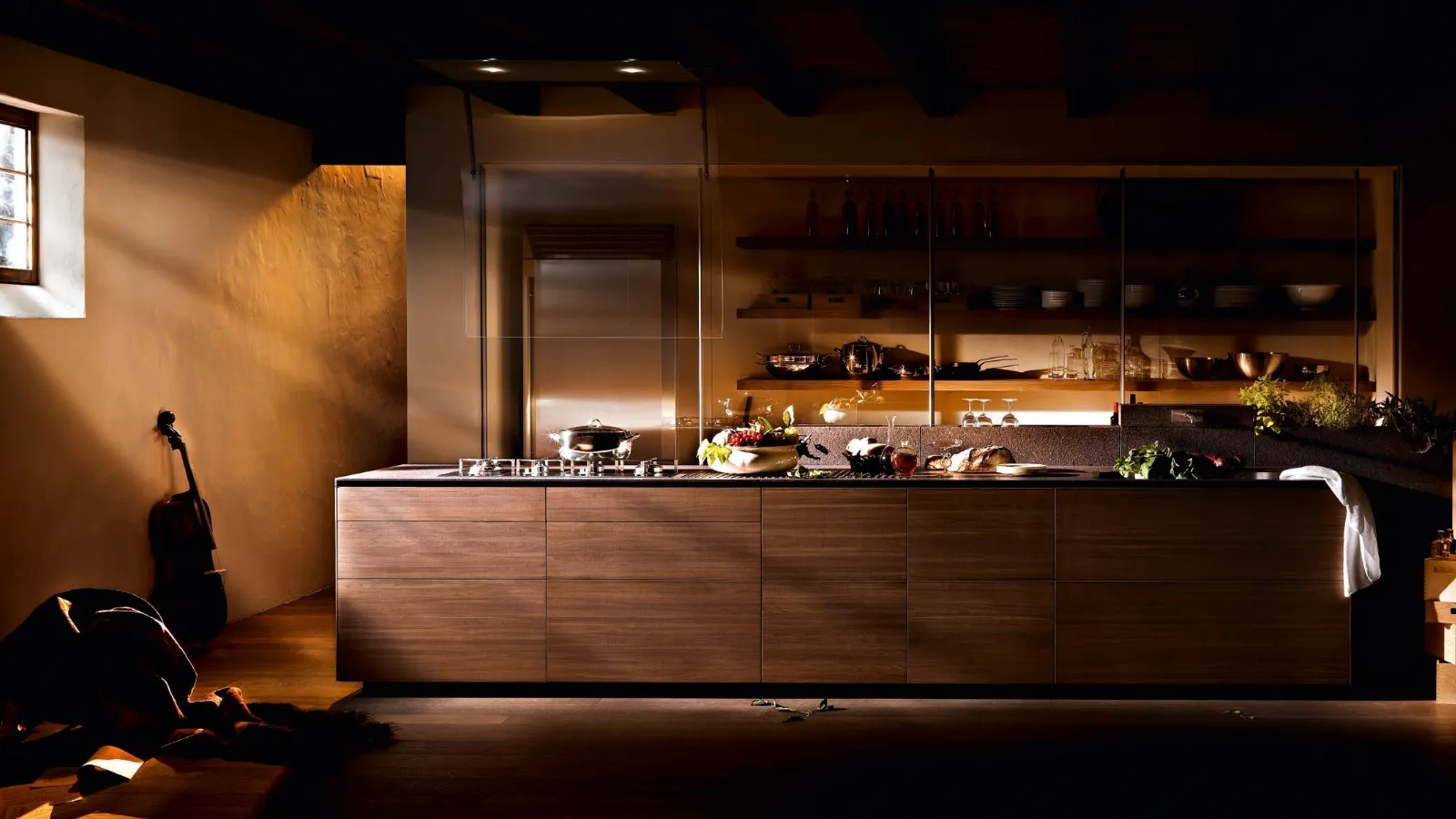 Cucina Design con isola Artematica Noce Tattile di Valcucine