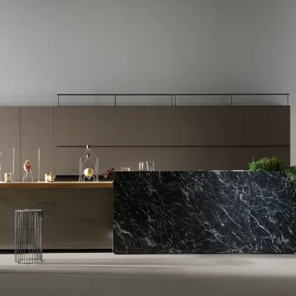 Cucina Design Artematica in vetro lucido e stampato effetto marmo Vitrum Lucido Terra di Valcucine