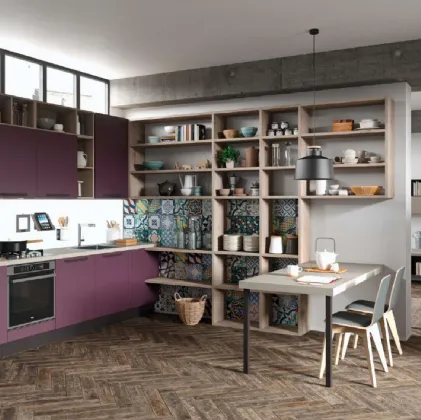 Cucina Design angolare in laccato opaco Melanzana di Aran