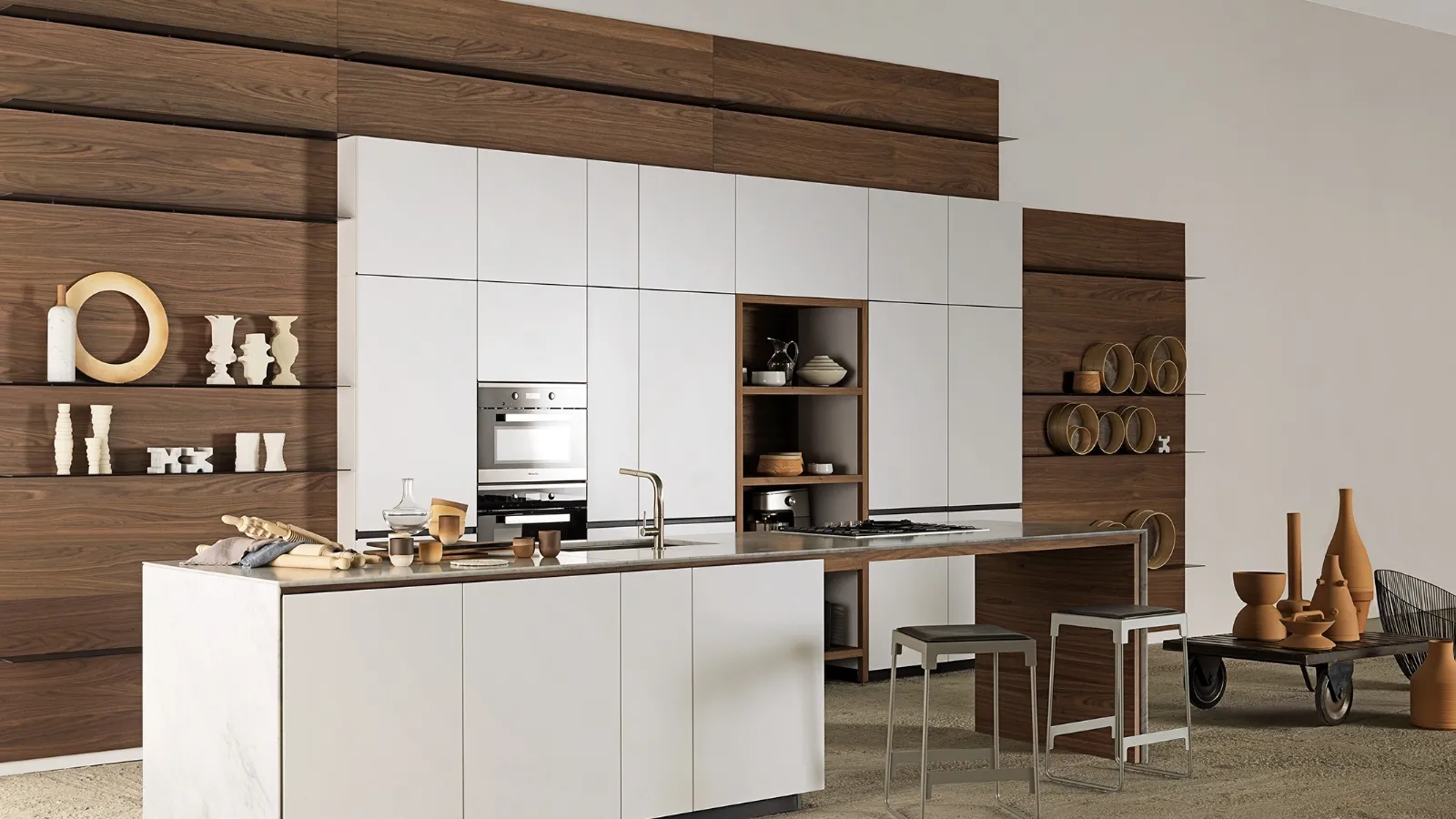 Cucina Design Forma Mentis Laccato Opaco Bianco Ghiaccio di Valcucine