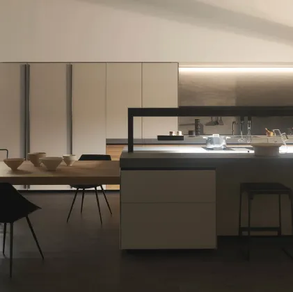 Cucina Design con isola Genius Loci Olmo Tattile di Valcucine