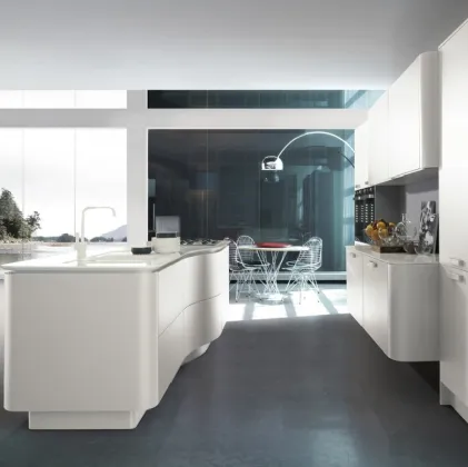 Cucina Design Isola Esse in laccato bianco opaco di Miton