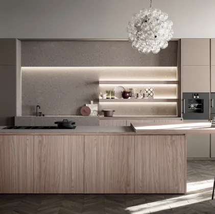 Cucina Design con isola Line 01 in legno di Zampieri Cucine