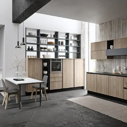 Cucina Design ad angolo Quadro in Noce Grigio e laccato Grigio Londra di Aran