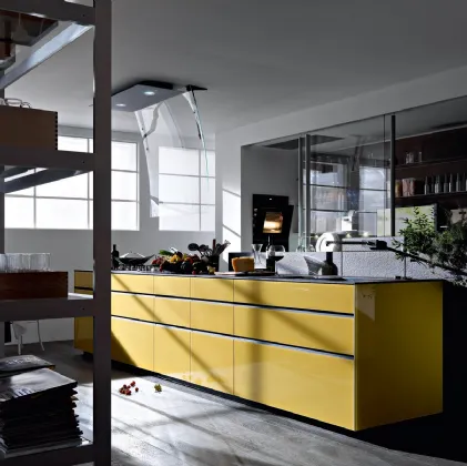 Cucina Design in linea in vetro temprato Artematica Vitrum Giallo Terra di Valcucine