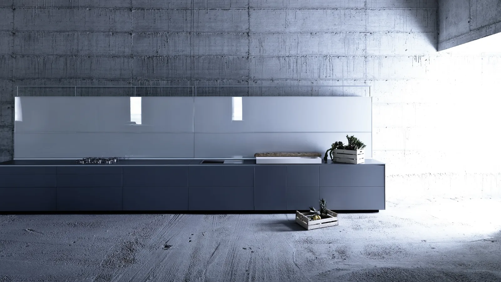 Cucina Design Artematica in vetro temprato laccato opaco Vitrum Grigio Cemento 01 di Valcucine