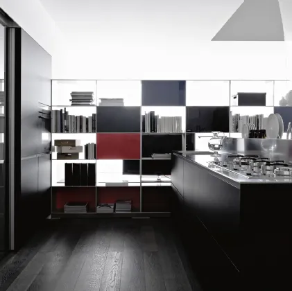 Cucina Design Artematica in vetro temprato opaco Vitrum Nero lavagna di Valcucine