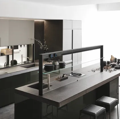 Cucina Design Genius Loci Vitrum Lucido Verde Oceanico di Valcucine