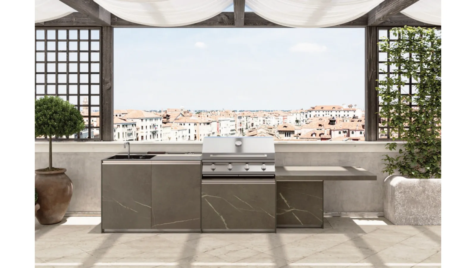 Cucina Design con isola in gres Venezia 2|1 di Zampieri Cucine