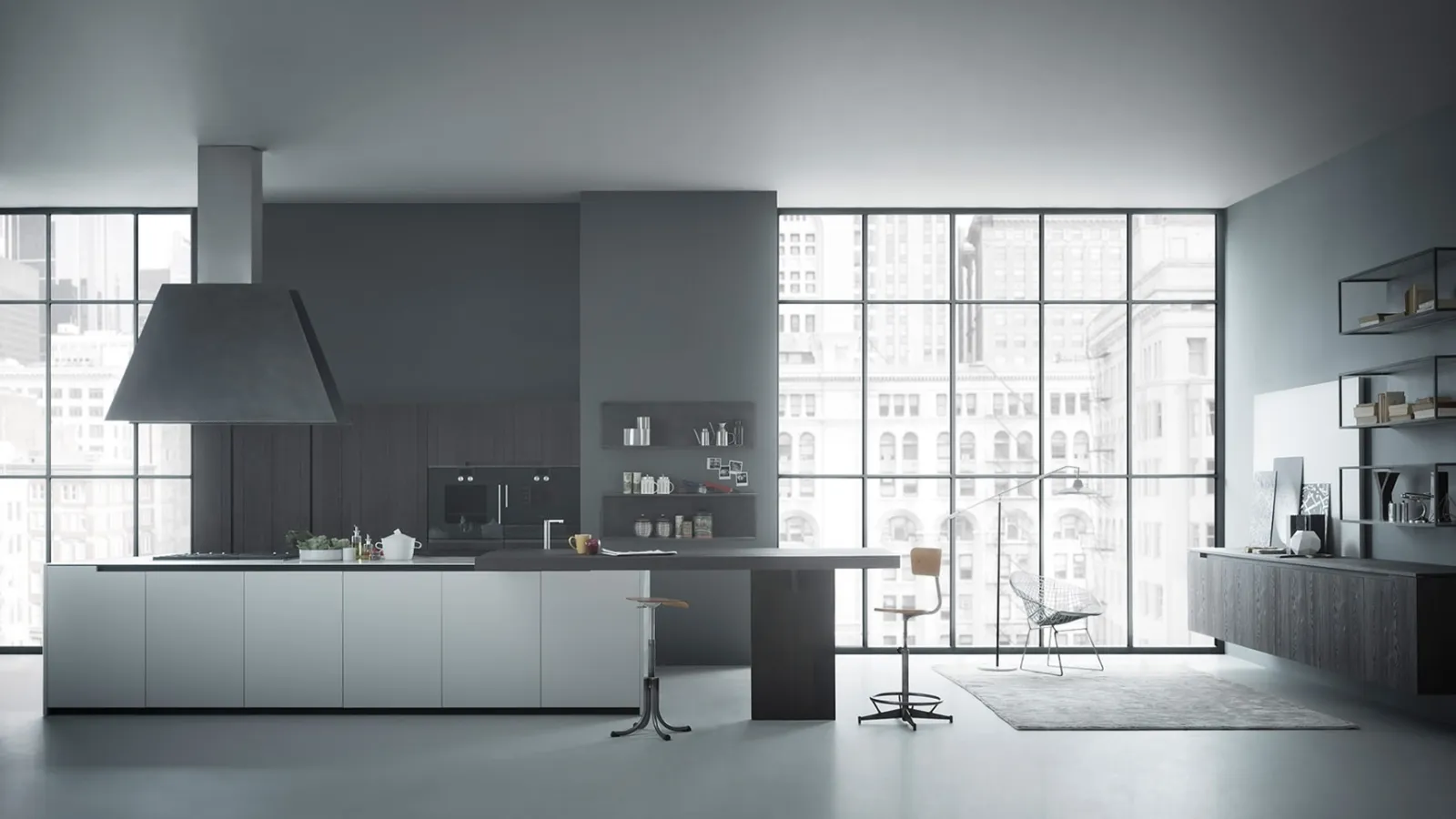 Cucina Design con isola Fifty 01 in laccato opaco di Zampieri Cucine