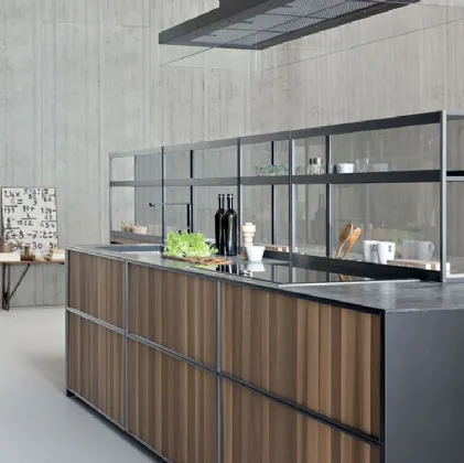 Cucina Design lineare in noce con top in pietra XP 04 di Zampieri Cucine