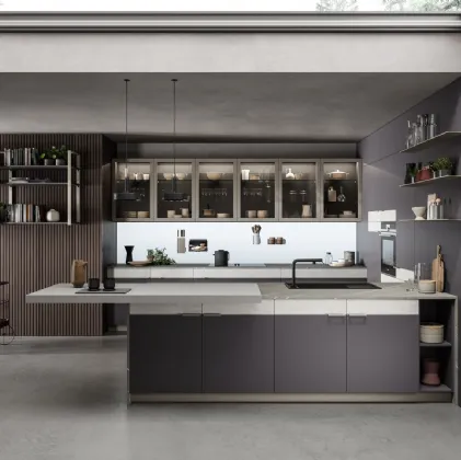 Cucina Moderna con penisola in laminato HPL Scacco Matto di Aran