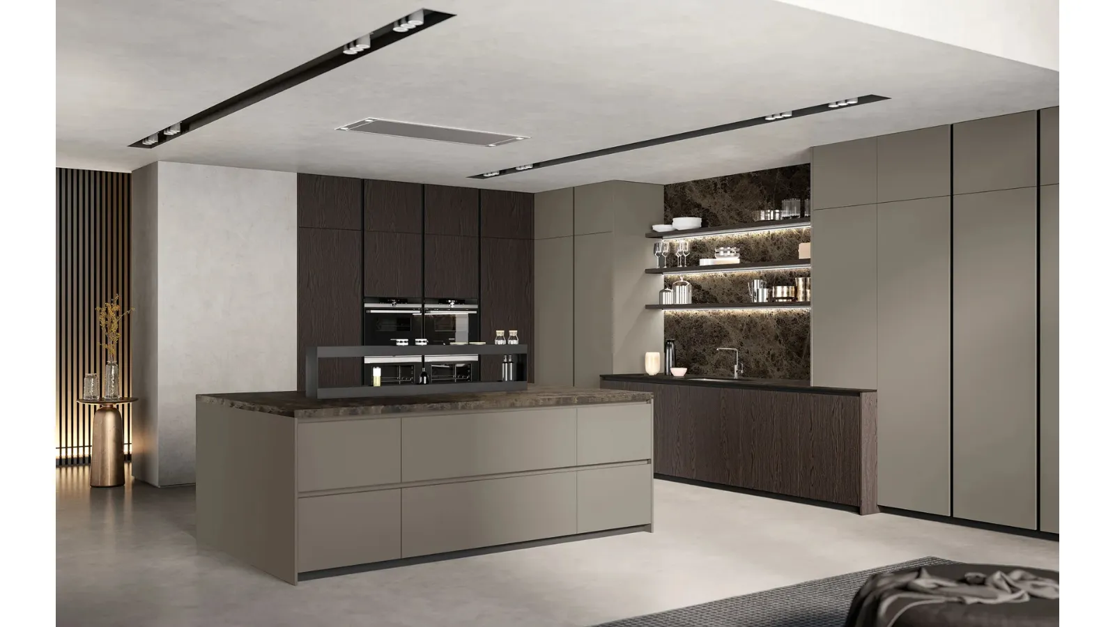 Cucina Moderna con isola in laccato e legno Asia di Arredo3