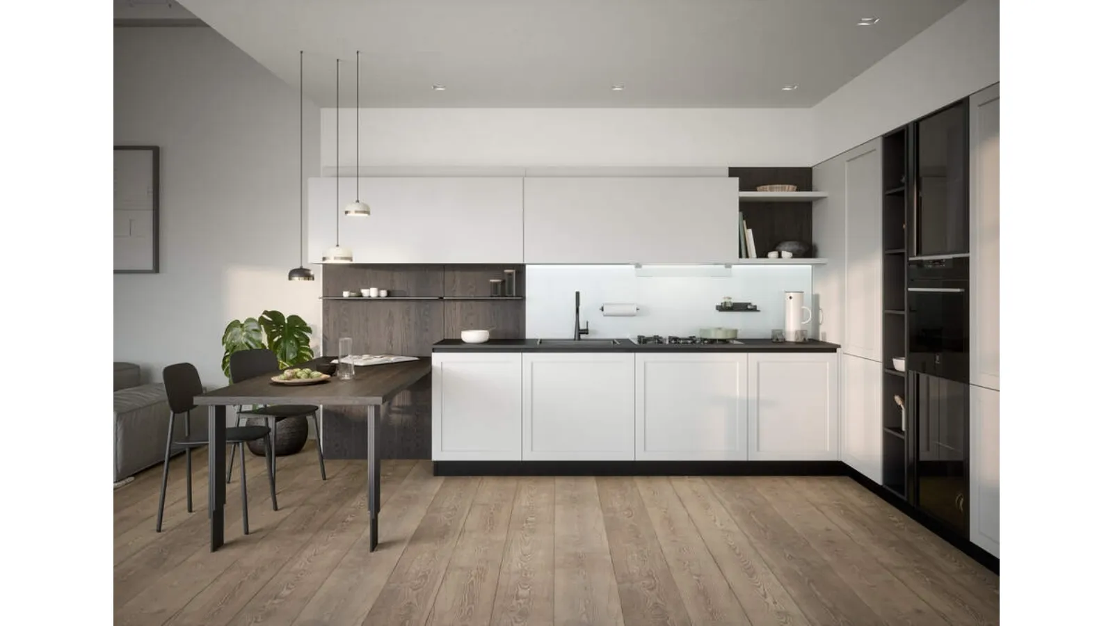 Cucina Moderna angolare con penisola Clio Composizione 02 di Prima Cucine