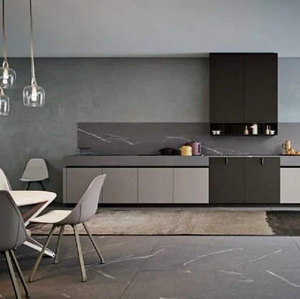 Cucina Moderna lineare Area 22 Gola 02 in essenza Rovere e laccato opaco di Dibiesse