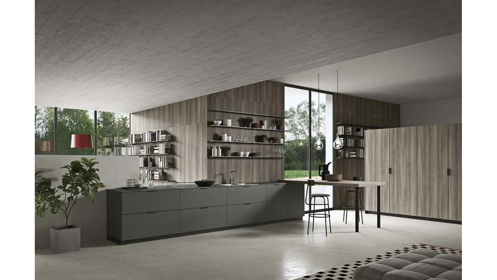 Cucina Moderna con penisola Spring Pro 02 in laminato di Dibiesse