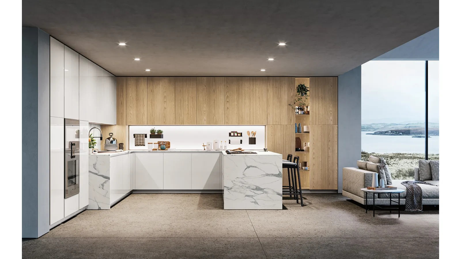 Cucina Moderna con penisola D23 003 di Doimo Cucine