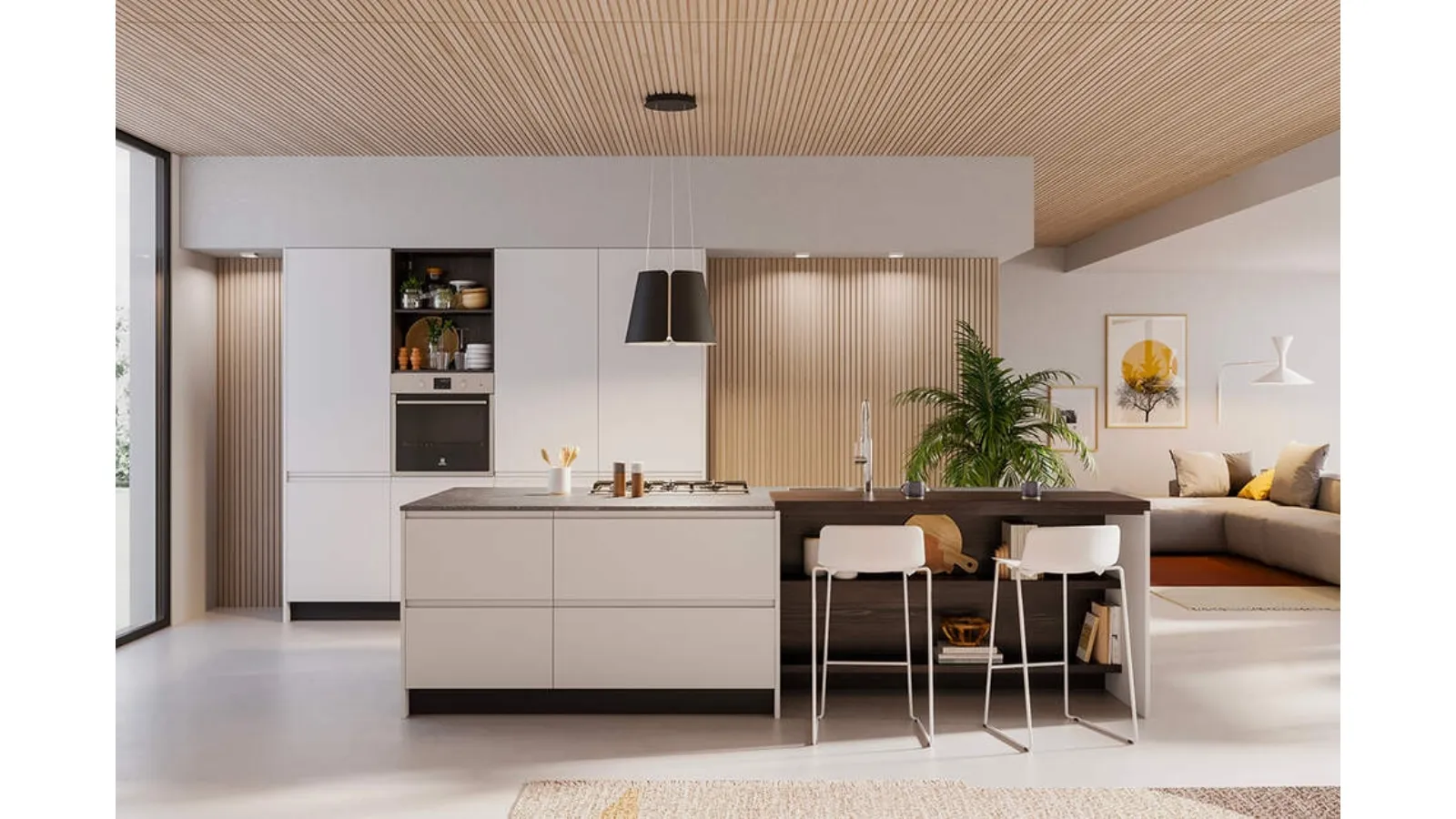 Cucina Moderna con isola Fly Composizione 01 di Prima Cucine