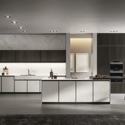 Cucina Moderna in Pet e rovere ebano con isola Kronos 02 di Arredo3