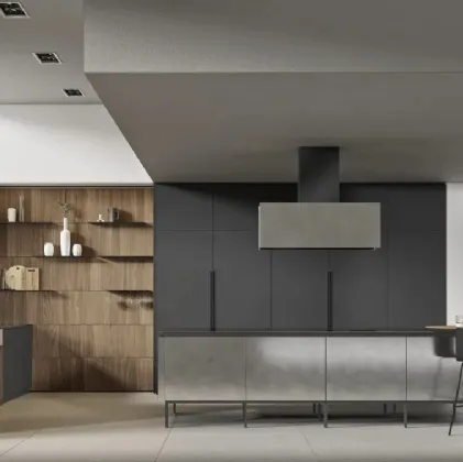 Cucina Moderna con isola Loft 2|2 07 in laccato e Noce di Arrex