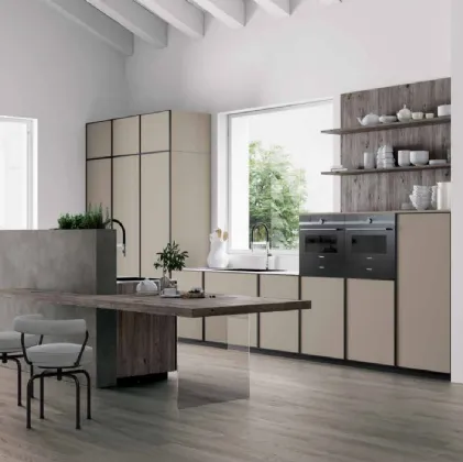 Cucina Moderna con isola Smart 13 in laccato opaco e laminato di Nova Cucina