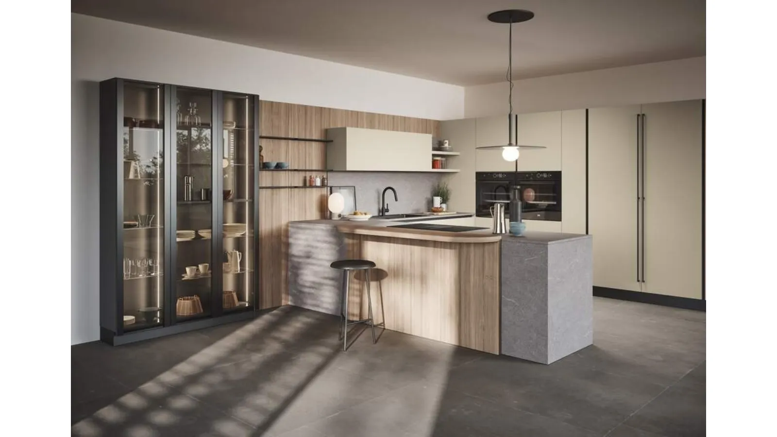 Cucina Moderna con penisola Domino Composizione 05 di Prima Cucine