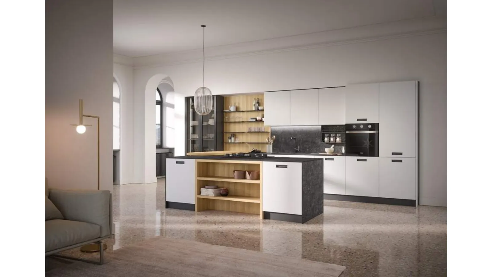 Cucina Moderna con penisola Domino Composizione 07 di Prima Cucine