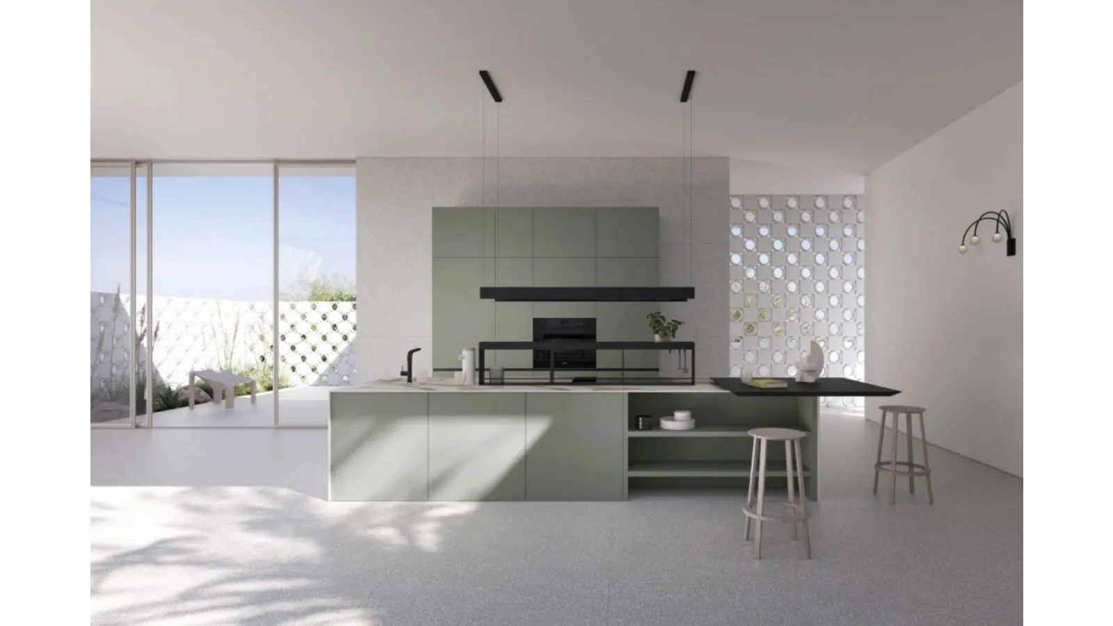 Cucina Moderna con isola Sky Green di Ar-Tre