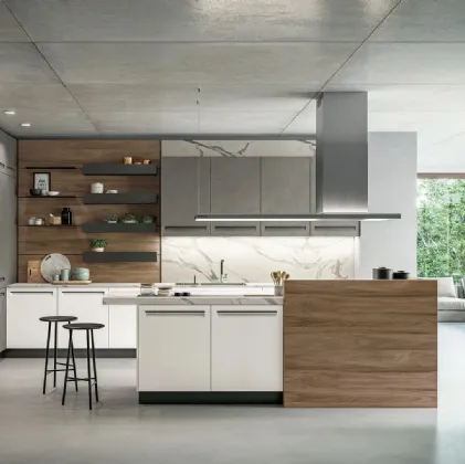 Cucina Moderna con isola Tekna 01 in pet e laminato di Arredo3