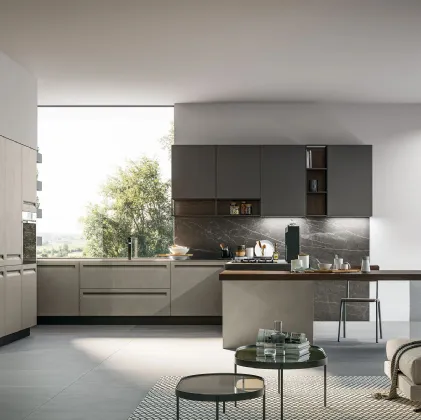 Cucina Moderna in Pet e laminato con penisola Tekna 05 di Arredo3