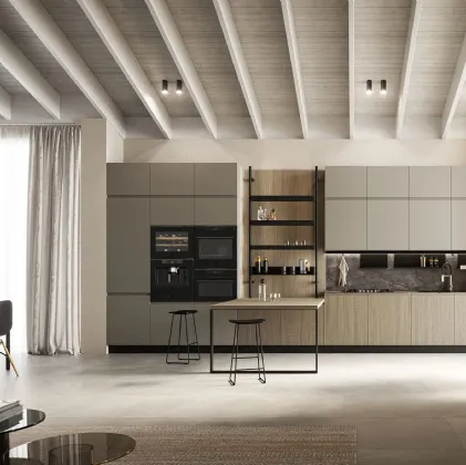 Cucina Moderna in laccato e laminato con penisola Wega 05 di Arredo3