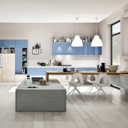 Cucina Moderna lineare Zenzero 02 Rovere Talco e Laccato di Arrex