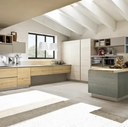 Cucina Moderna con penisola Zenzero 03 in Rovere di Arrex