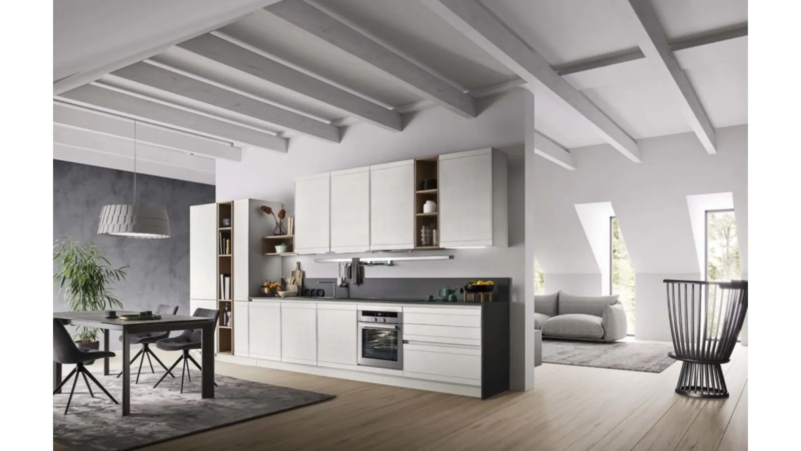 Cucina Moderna lineare in legno laccato Zoe Evolution 02 di Ar-Tre